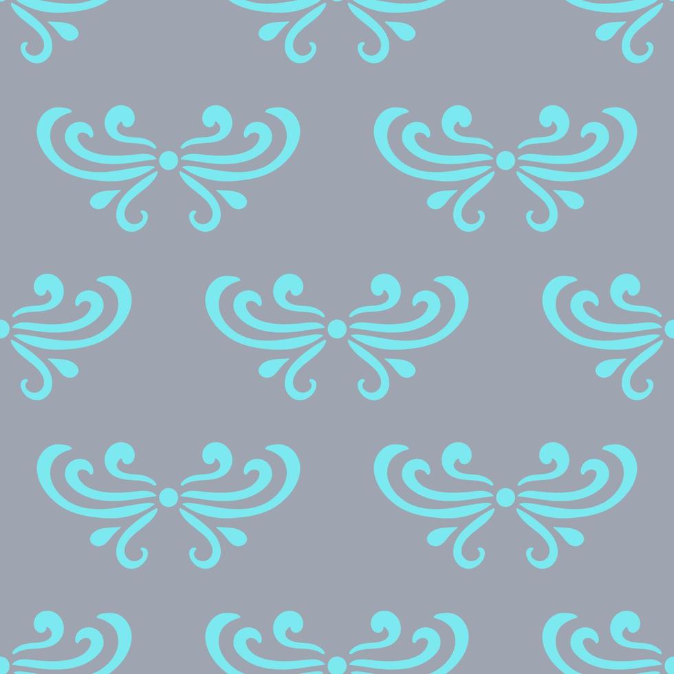 buntes blaues und graues abstraktes nahtloses Muster des Damastes von Locken im Retrostil. floraler Vintage-Hintergrund. Design im Jugendstil. vektor