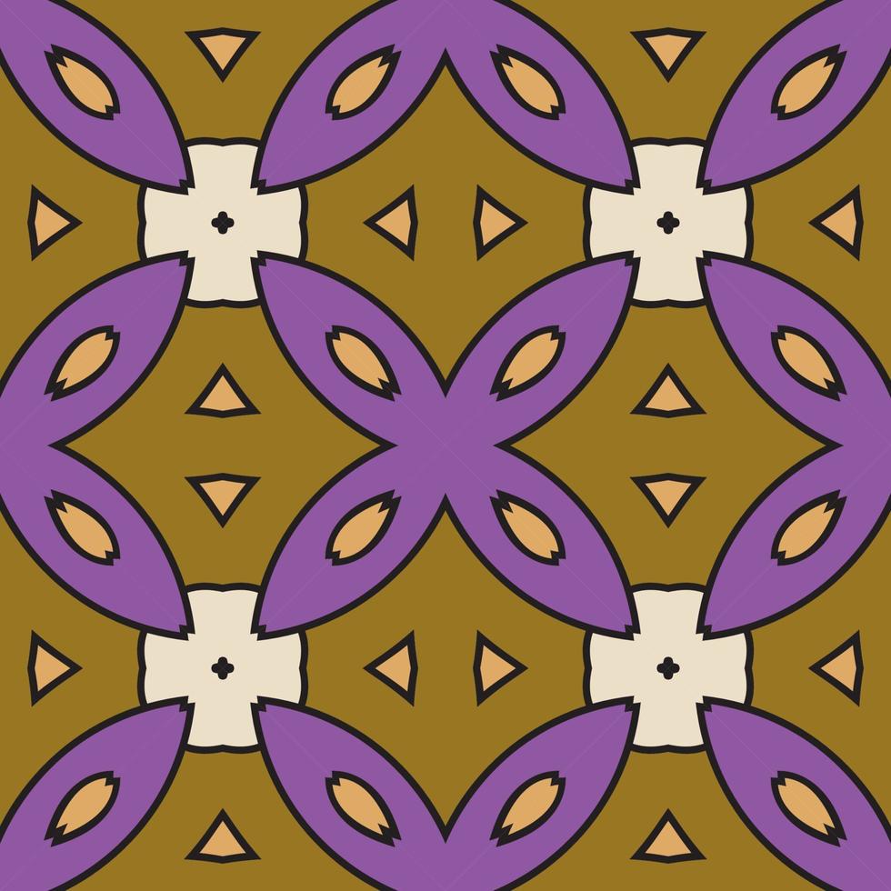 nahtloses muster der geometrischen blume des abstrakten bunten gekritzels. Blumenhintergrund. Kaleidoskop-Mosaik, Geo-Fliese aus dünner Linienverzierung. vektor