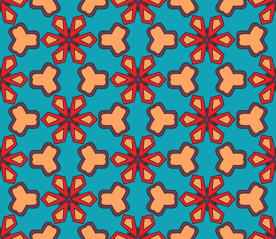 abstrakt färgglada doodle geometriska blomma seamless mönster. blommig bakgrund. kalejdoskop mosaik, geo kakel av tunn linje prydnad. vektor