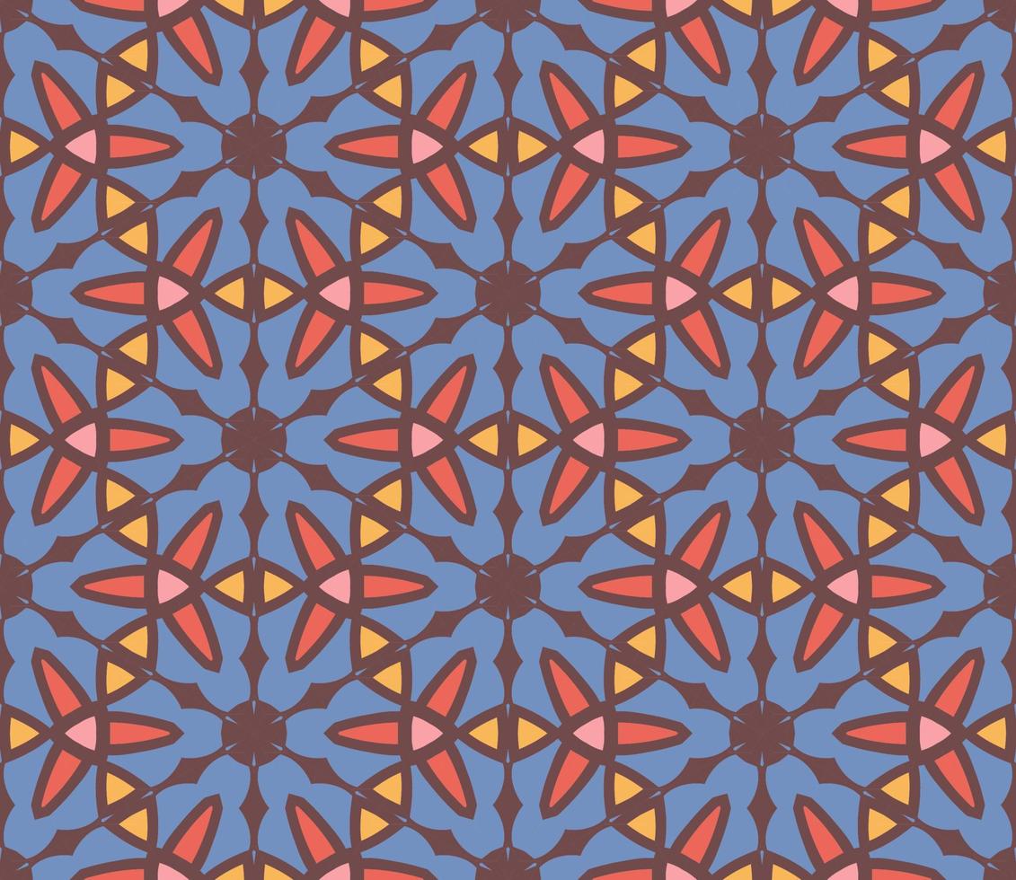 abstrakt färgglada doodle geometriska blomma seamless mönster. blommig bakgrund. kalejdoskop mosaik, geo kakel av tunn linje prydnad. vektor