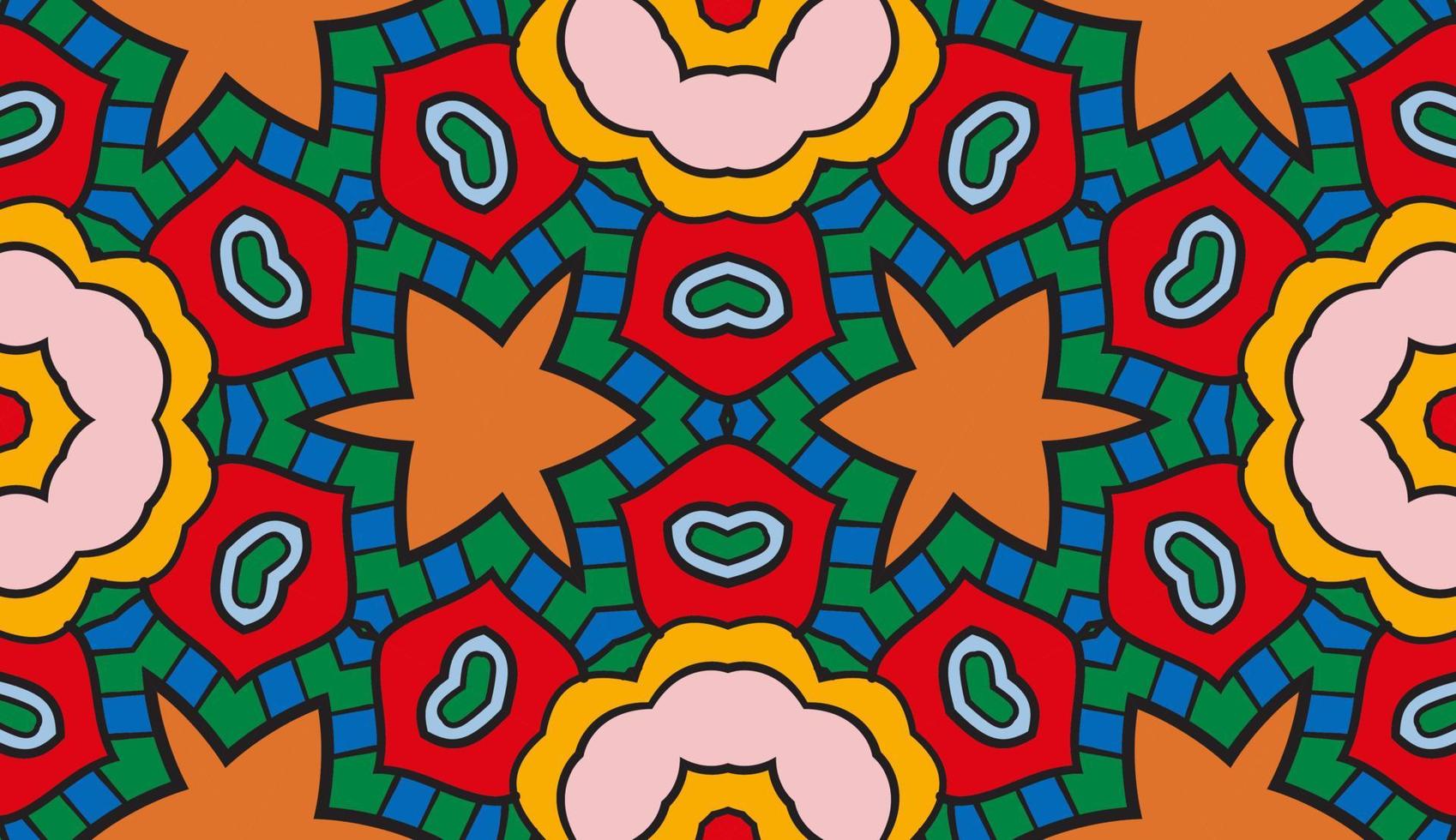 abstrakt färgglada doodle geometriska blomma seamless mönster. blommig bakgrund. mosaik, geo kakel av tunn linje ornament. vektor