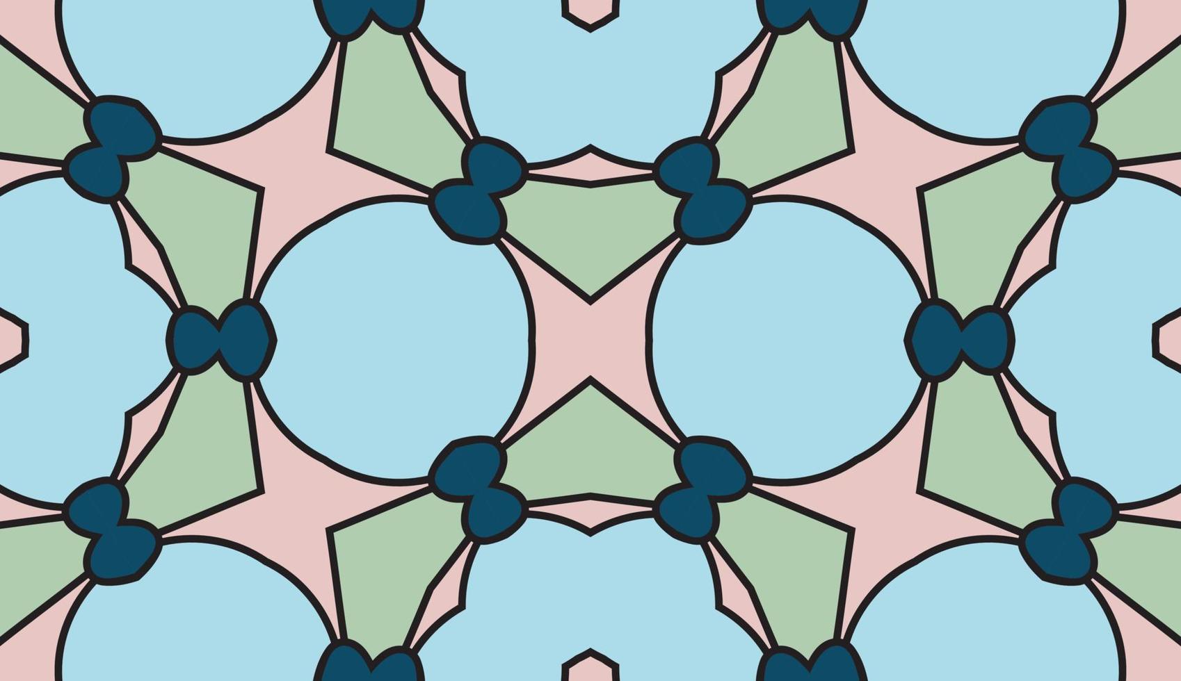 abstrakt färgglada doodle geometriska blomma seamless mönster. blommig bakgrund. kalejdoskop mosaik, geo kakel av tunn linje prydnad. vektor