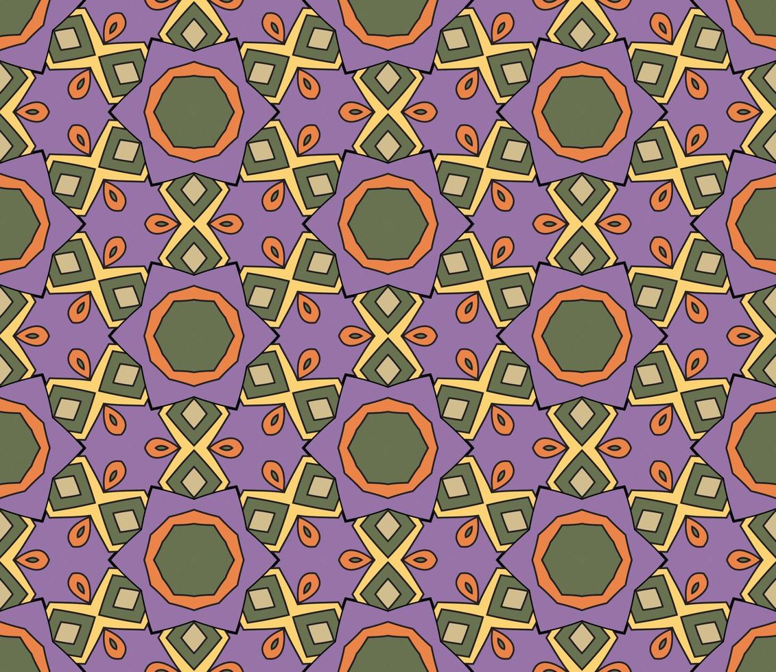 abstrakt färgglada doodle geometriska blomma seamless mönster. blommig bakgrund. kalejdoskop mosaik, geo kakel av tunn linje prydnad. vektor