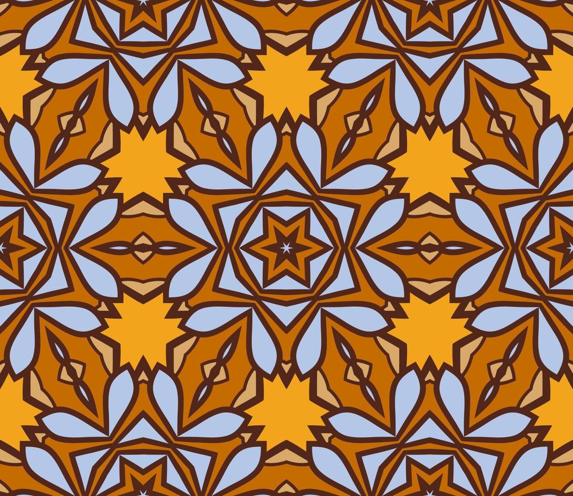 nahtloses muster der geometrischen blume des abstrakten bunten gekritzels. Blumenhintergrund. Kaleidoskop-Mosaik, Geo-Fliese aus dünner Linienverzierung. vektor