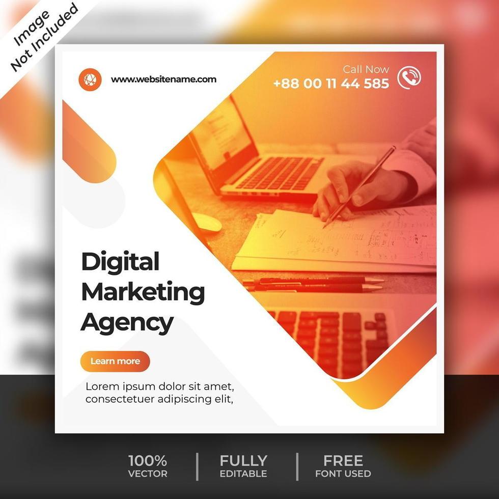 orange digitale Marketing Post Vorlage vektor