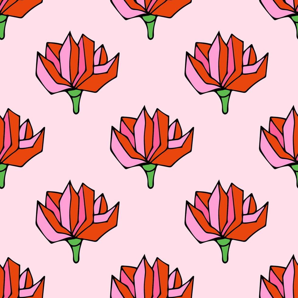 söt tecknad doodle ros seamless mönster. blommig element bakgrund. vektor