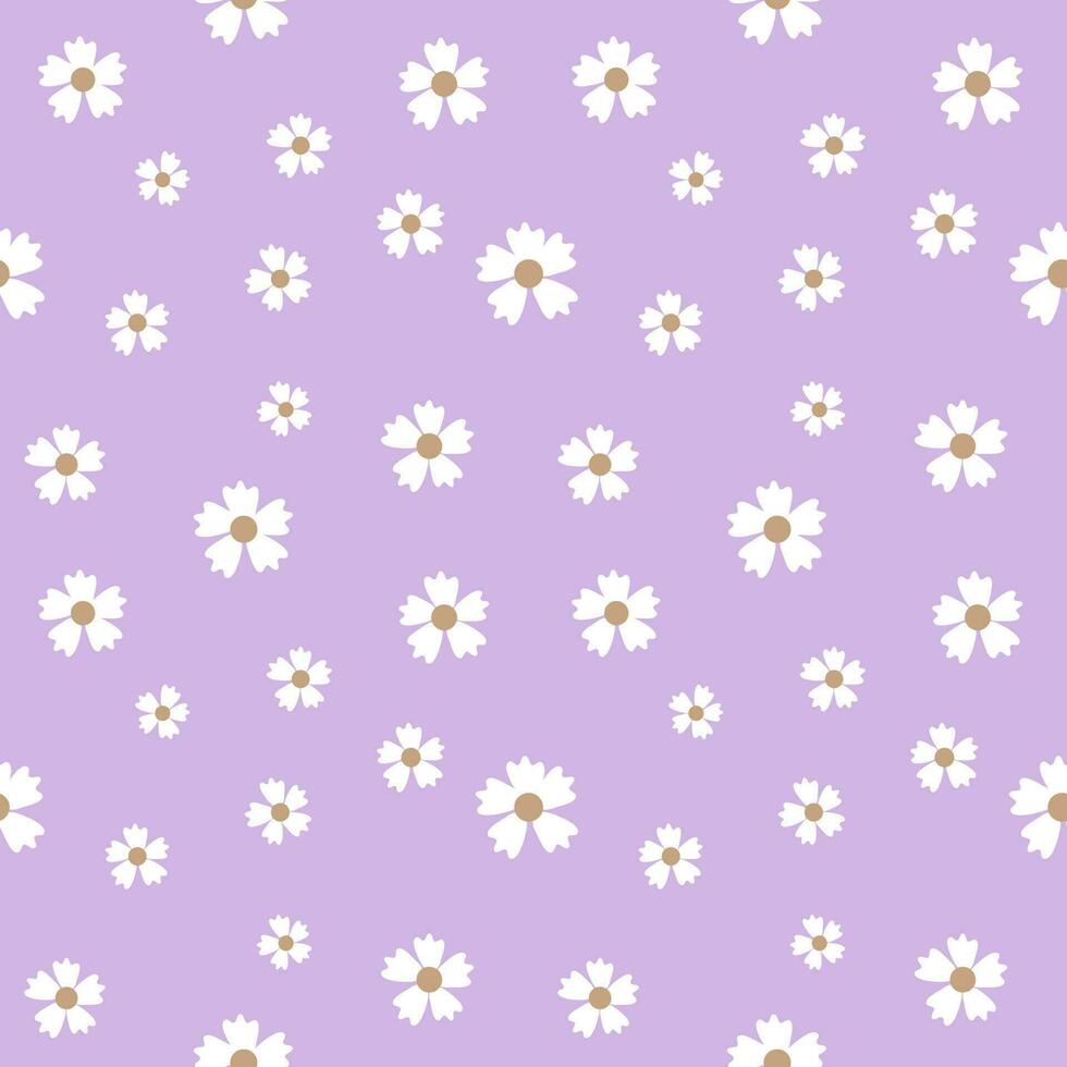 sömlös bakgrund med vita blommor på en lila bakgrund. vektor