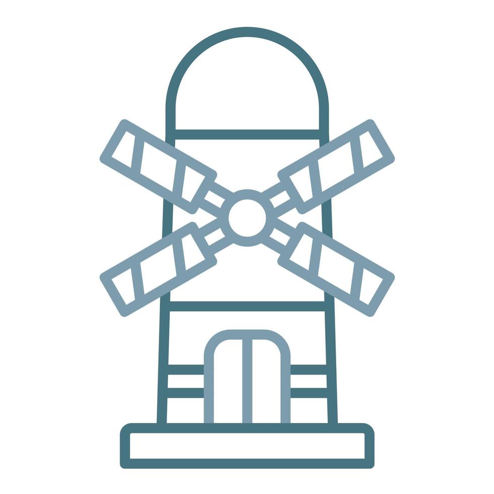 Windmühlenlinie zweifarbiges Symbol vektor