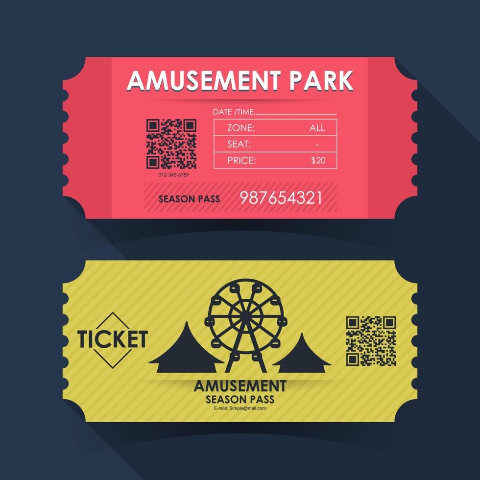 Vergnügungspark-Ticket-Karte. Elementvorlage für Grafikdesign. Vektor-Illustration vektor