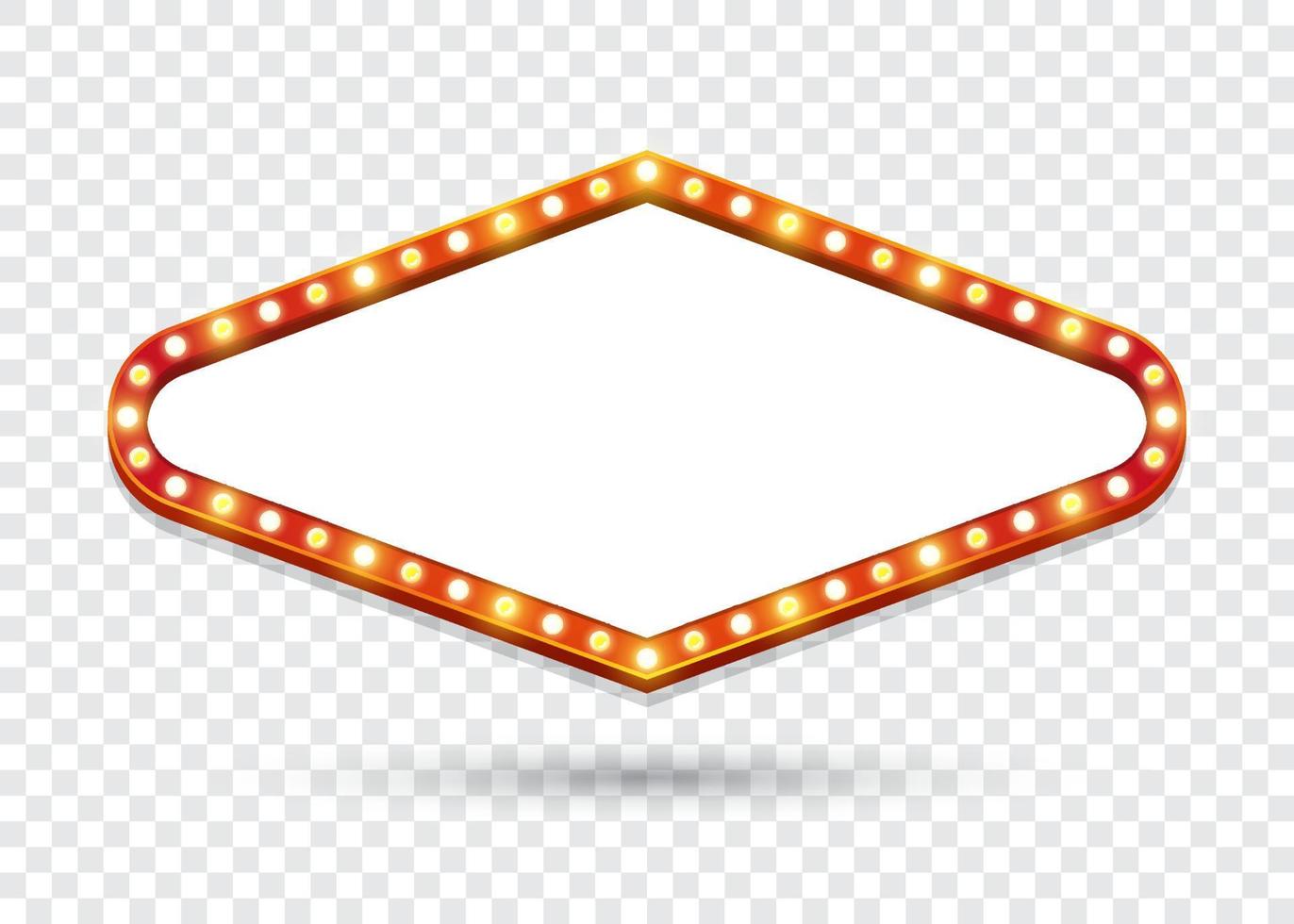 Werbetafel für Glühbirnen. leere rauten-retro-lichtrahmen für text. Vektor-Illustration vektor