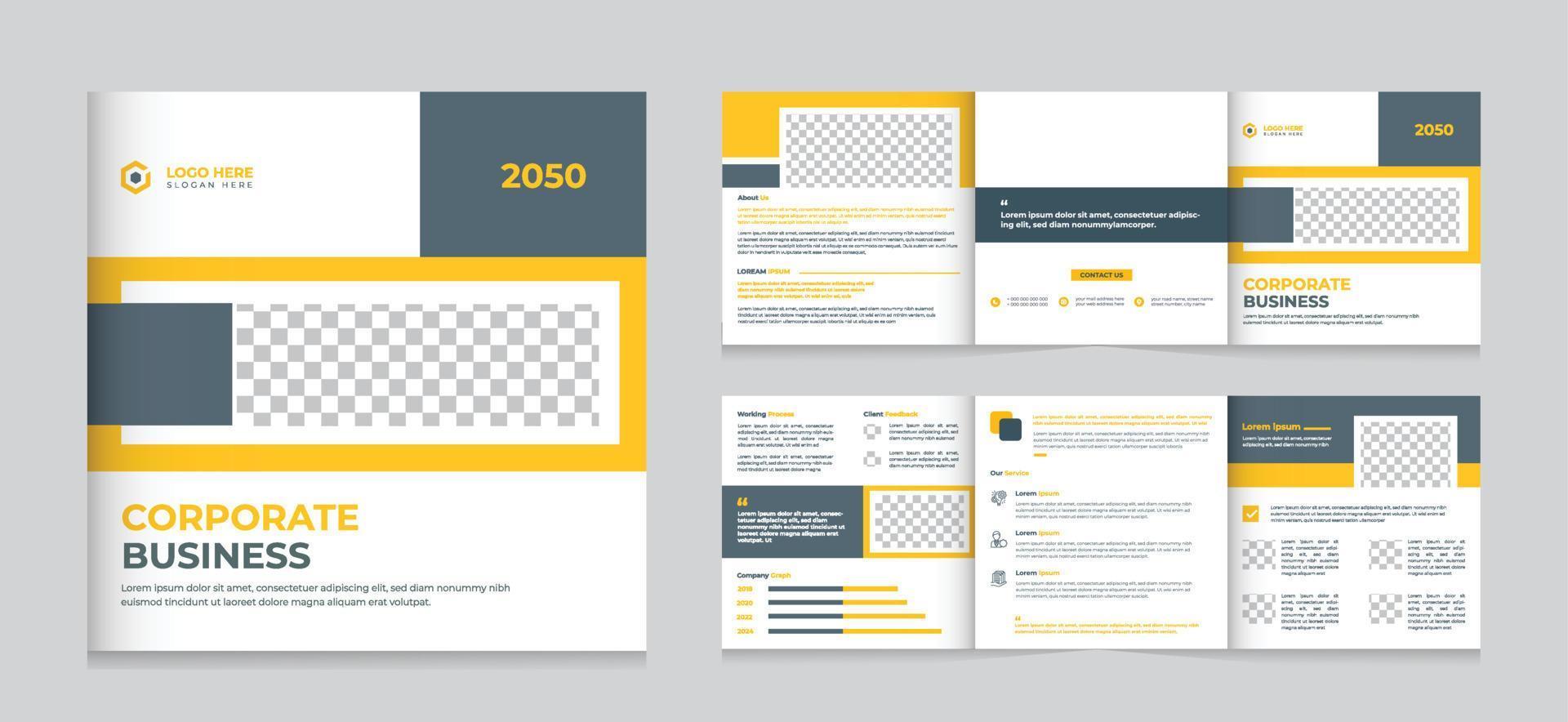 företags fyrkantiga business trifold broschyr design vektor