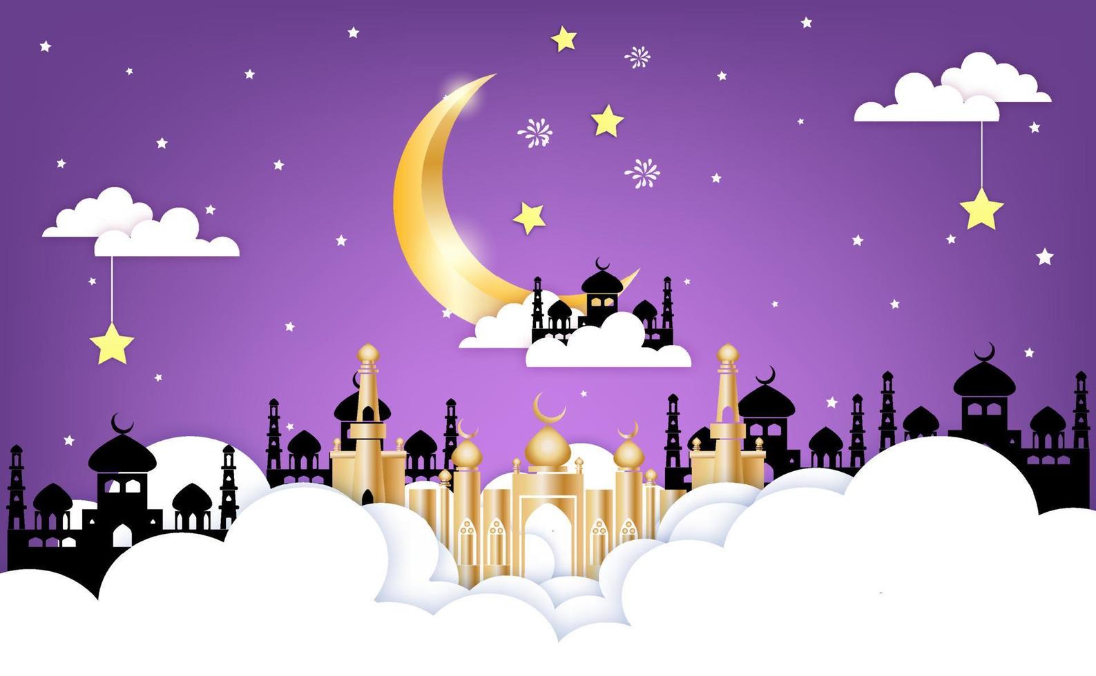 eid mubarak hälsning ramadan kareen vektor som önskar islamisk festival för banner, affisch, bakgrund