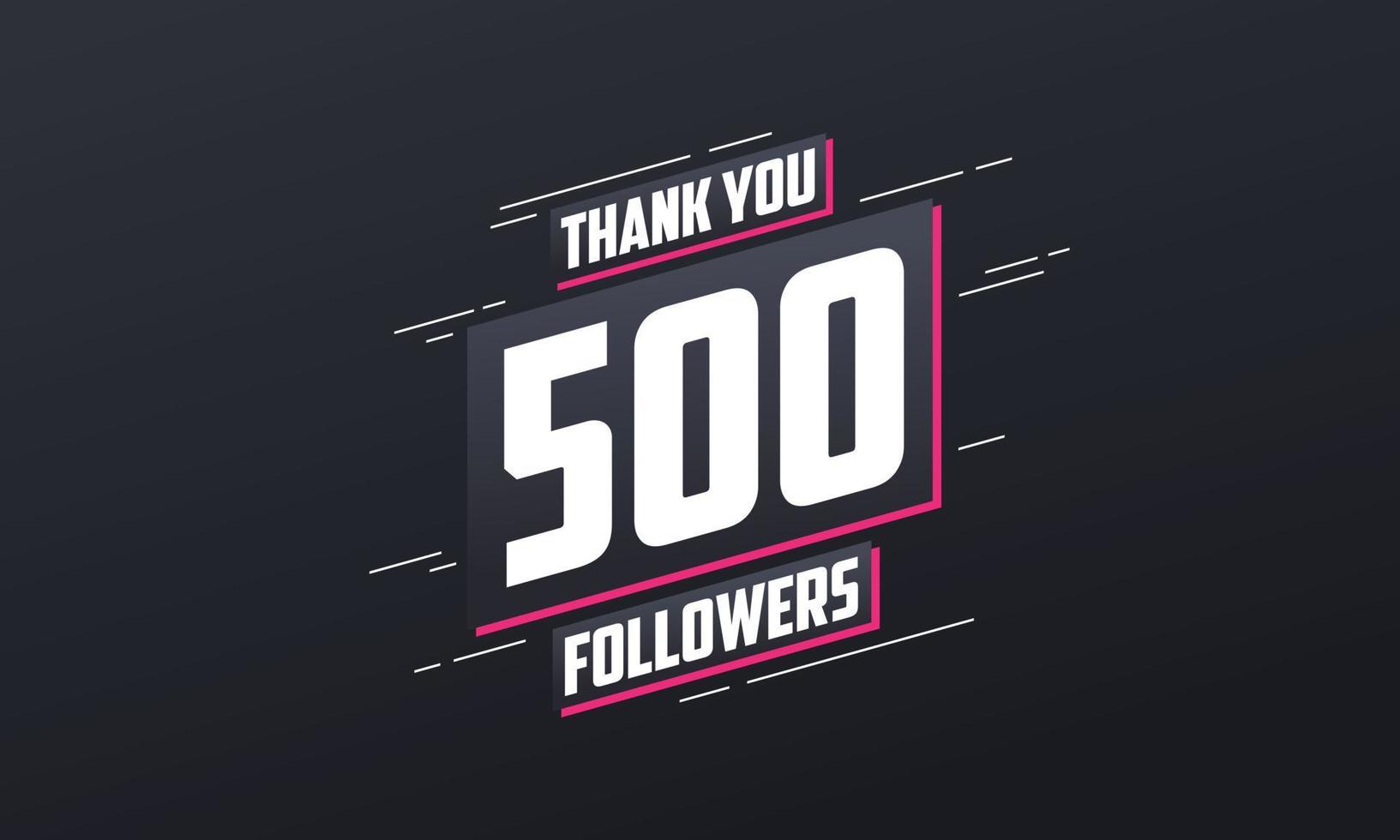 tack 500 följare, mall för gratulationskort för sociala nätverk. vektor