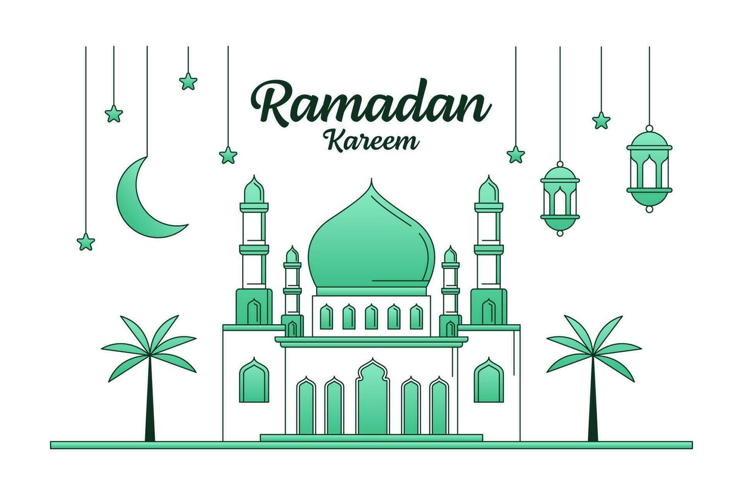 ramadan kareem vektor design illustration monoline oder line art style