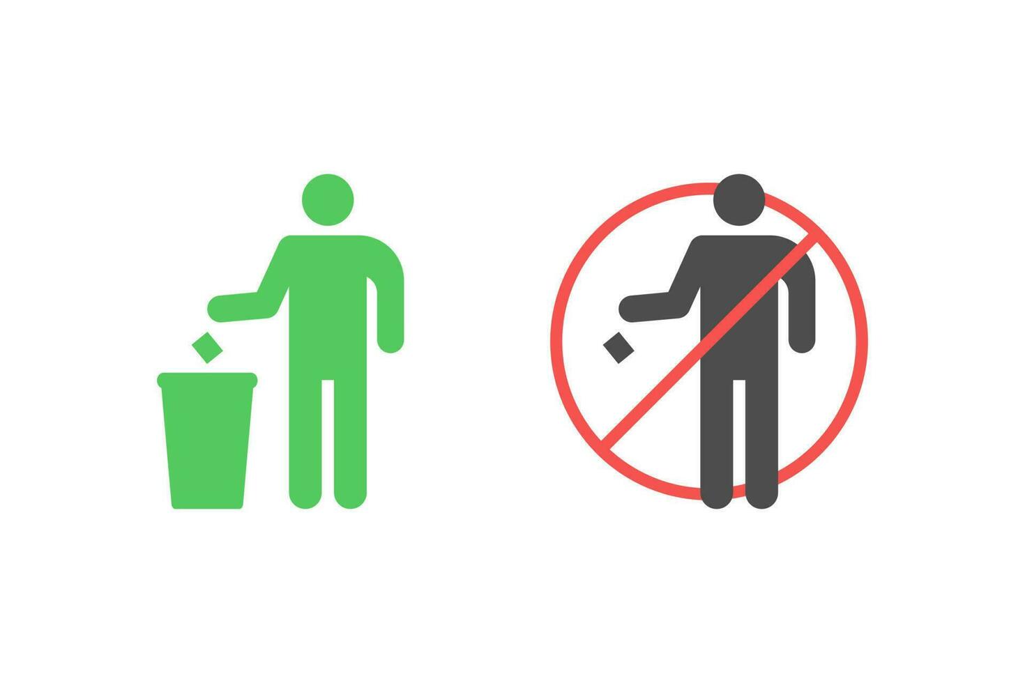 Mülleimer-Icon-Vektor-Design, werfen Sie Müll an seine Stelle und verunreinigen Sie nicht vektor