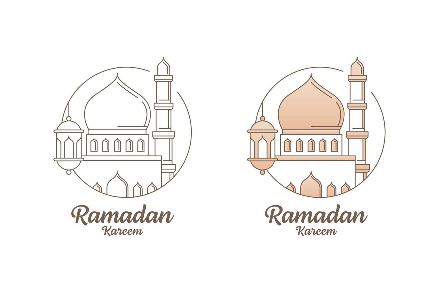 ramadan kareem vektor design illustration monoline eller line art stil