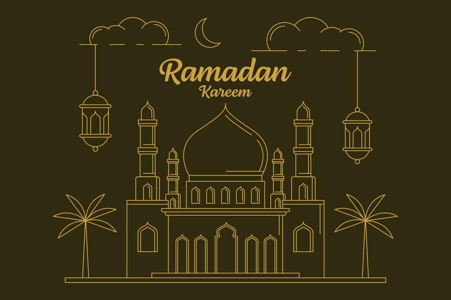 ramadan kareem vektor design illustration monoline eller line art stil