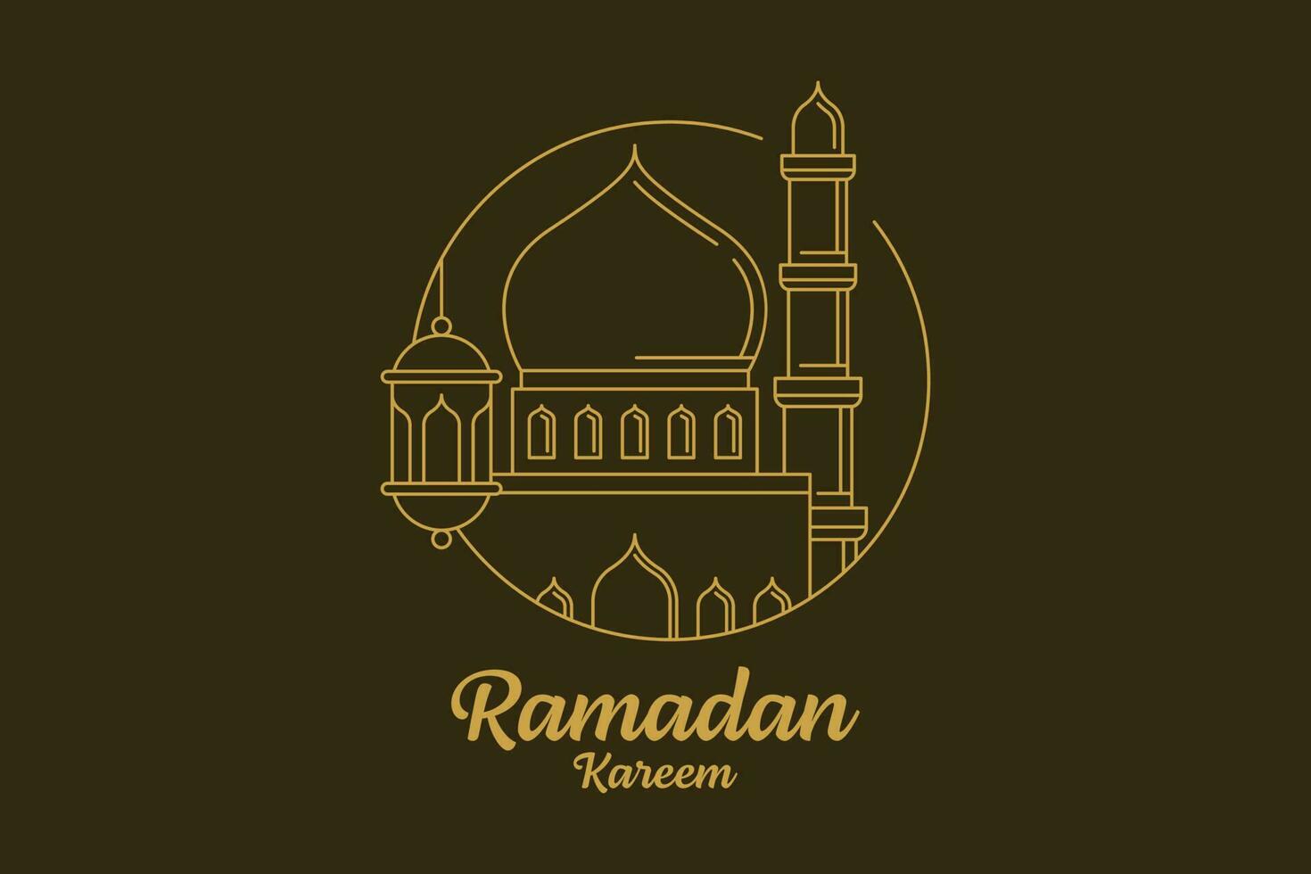 ramadan kareem vektor design illustration monoline eller line art stil