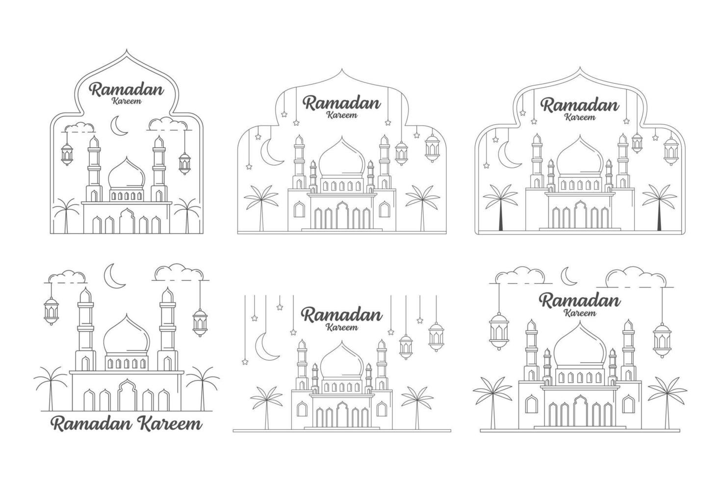 ramadan kareem vektor design illustration monoline oder line art style