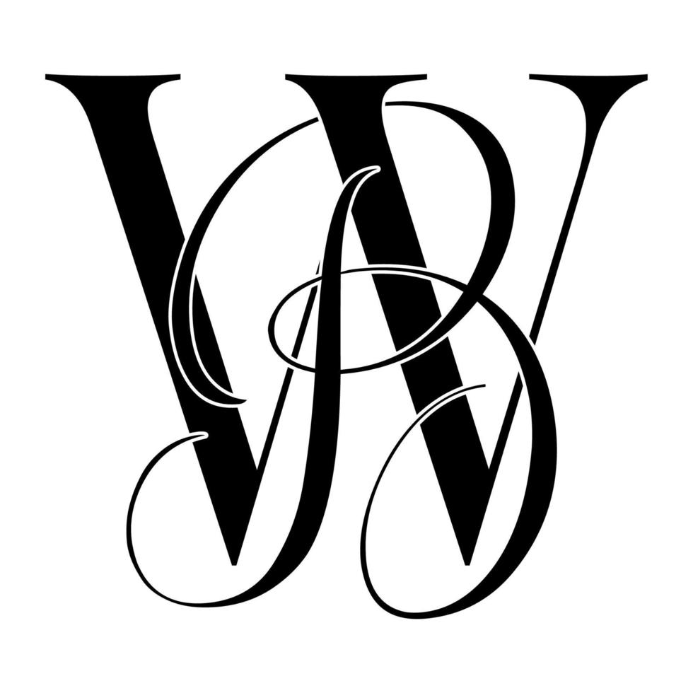 wb, bw, Monogrammlogo. Kalligraphisches Signatursymbol. Hochzeitslogo-Monogramm. modernes Monogrammsymbol. Paarlogo für die Hochzeit vektor