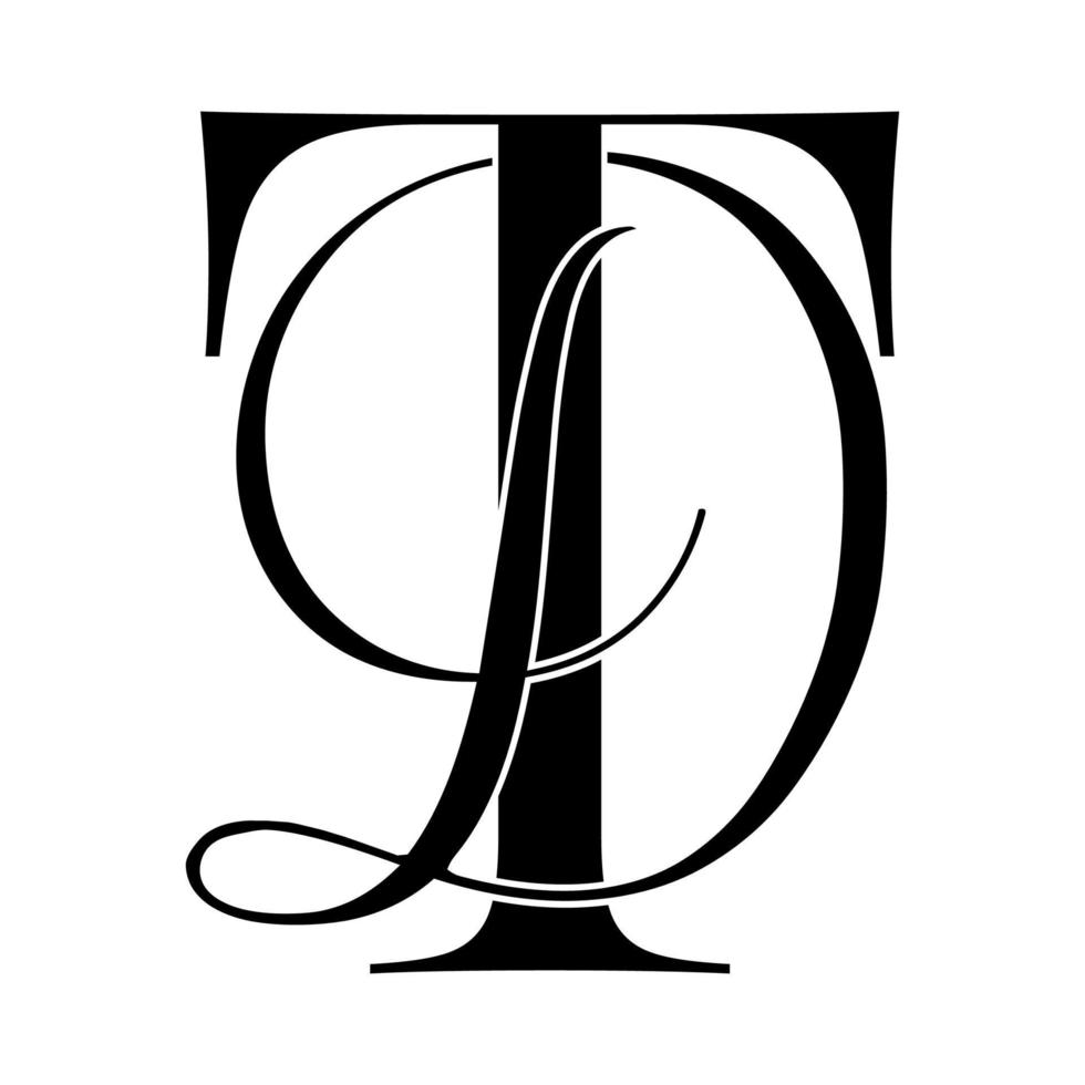 td, dt, Monogramm-Logo. Kalligraphisches Signatursymbol. Hochzeitslogo Monogramm. modernes Monogrammsymbol. Paarlogo für die Hochzeit vektor