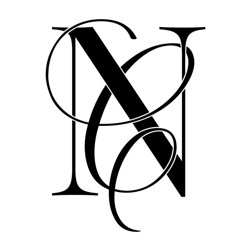 NC, Lebenslauf, Monogramm-Logo. Kalligraphisches Signatursymbol. Hochzeitslogo-Monogramm. modernes Monogrammsymbol. Paarlogo für die Hochzeit vektor