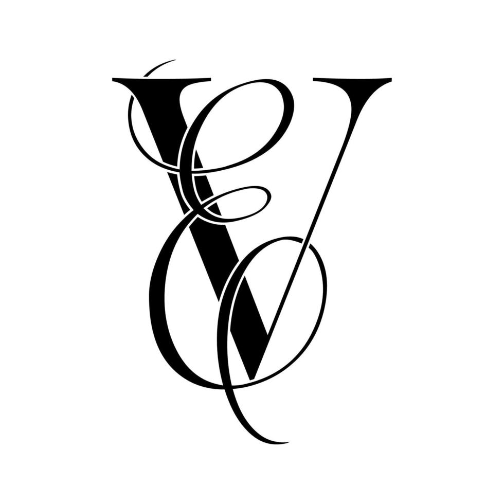 ve, ev, monogram logotyp. kalligrafiska signatur ikon. bröllop logotyp monogram. modern monogram symbol. par logotyp för bröllop vektor