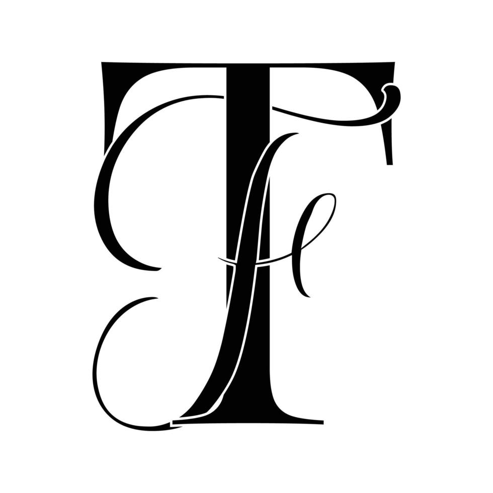 tf, ft, monogram logotyp. kalligrafiska signatur ikon. bröllop logotyp monogram. modern monogram symbol. par logotyp för bröllop vektor