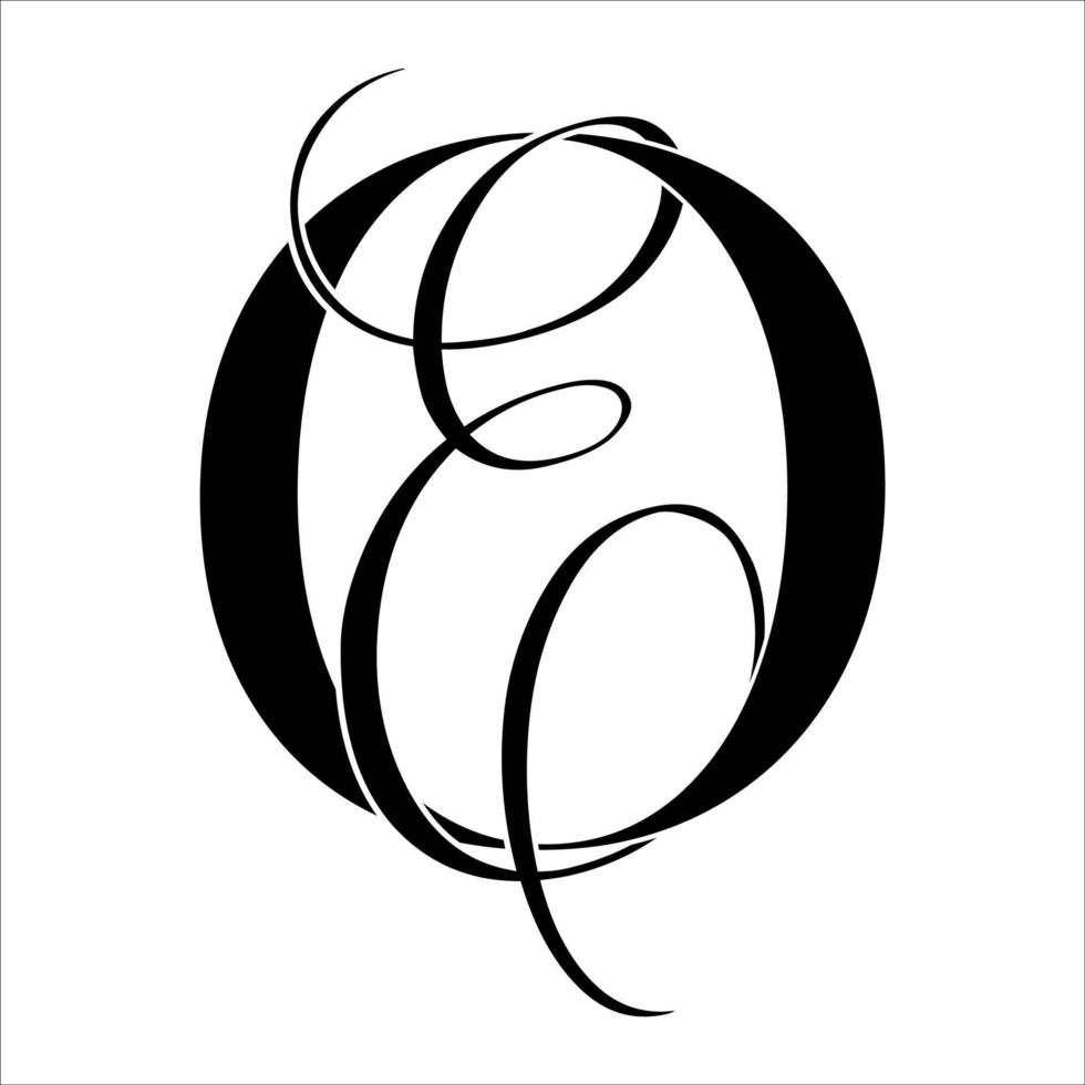 oe, eo, monogram logotyp. kalligrafiska signatur ikon. bröllop logotyp monogram. modern monogram symbol. par logotyp för bröllop vektor