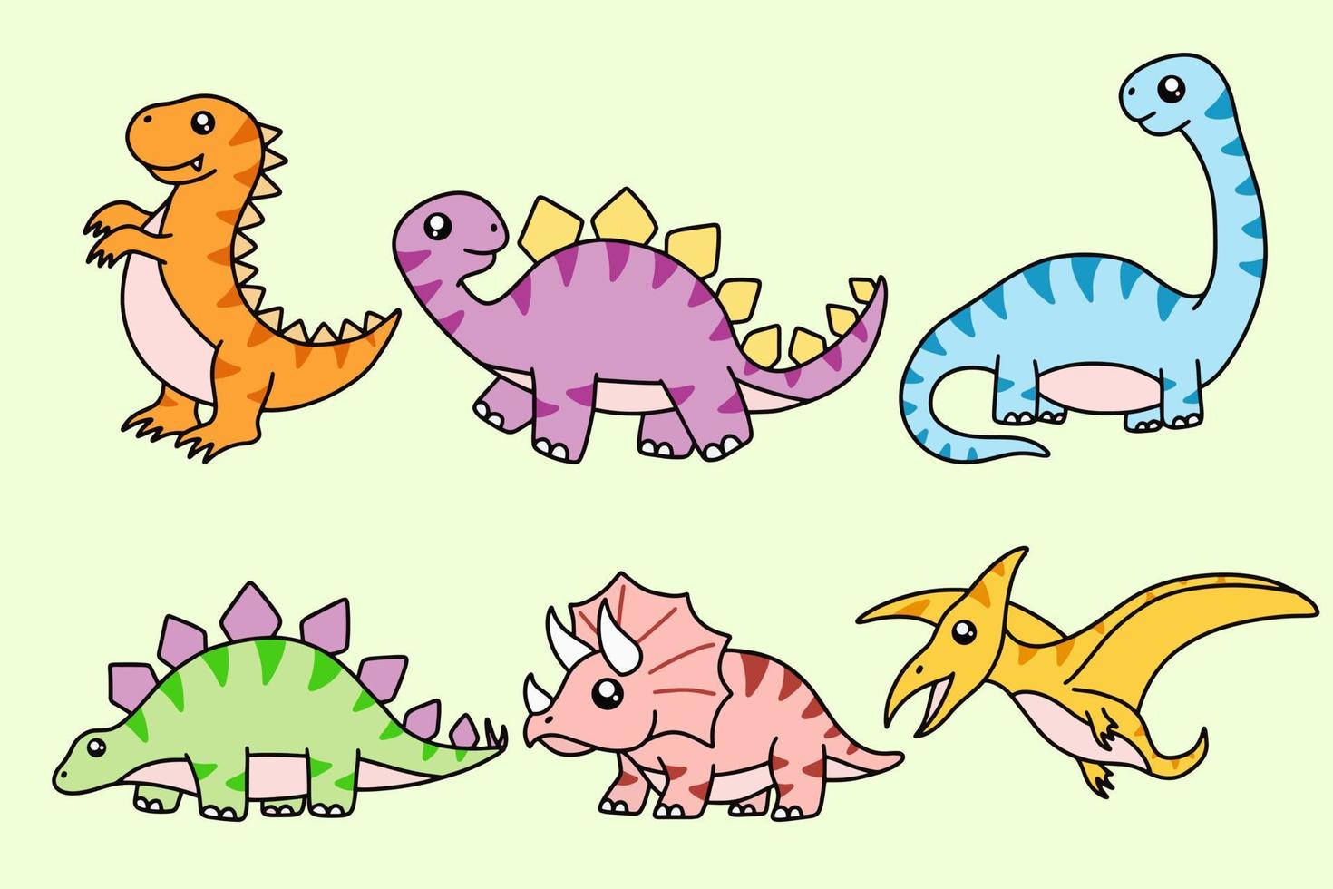 niedliche sammlung dino fossil dinosaurier baby kinder tier cartoon gekritzel lustige clipart vektor