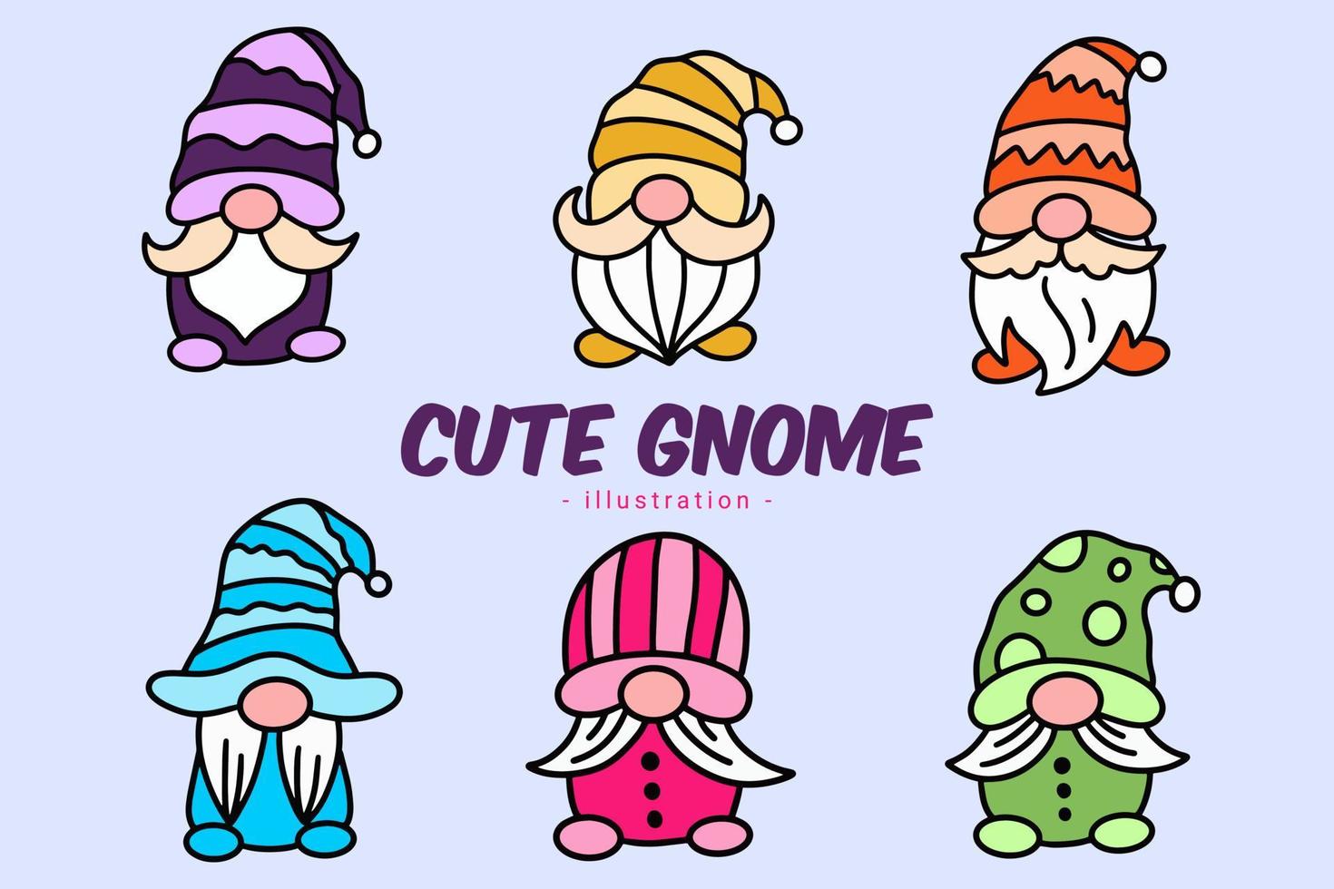 satz niedlicher gnome elf hand zeichnen cartoon doodle clipart sammlung vektor