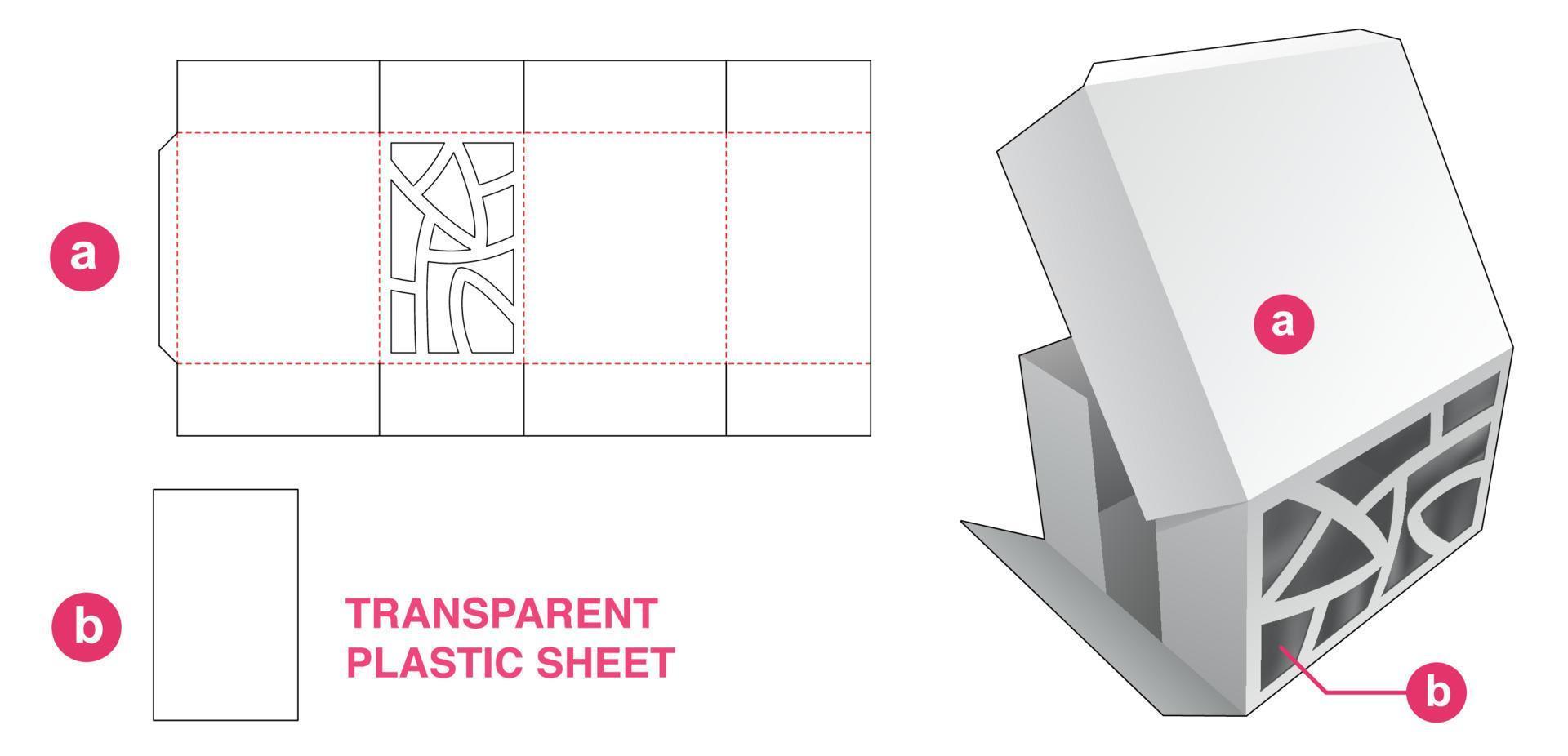 Karton-Faltschachtel mit abstraktem Fenster und transparenter Kunststoff-Stanzschablone vektor
