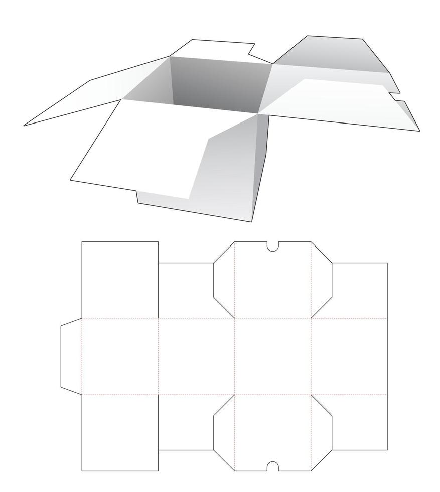 2 flips fyrkantig förpackningslåda stansad mall vektor