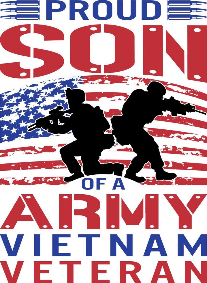 stolzer sohn eines vietnam-veteranen-t-shirt-designs der armee vektor