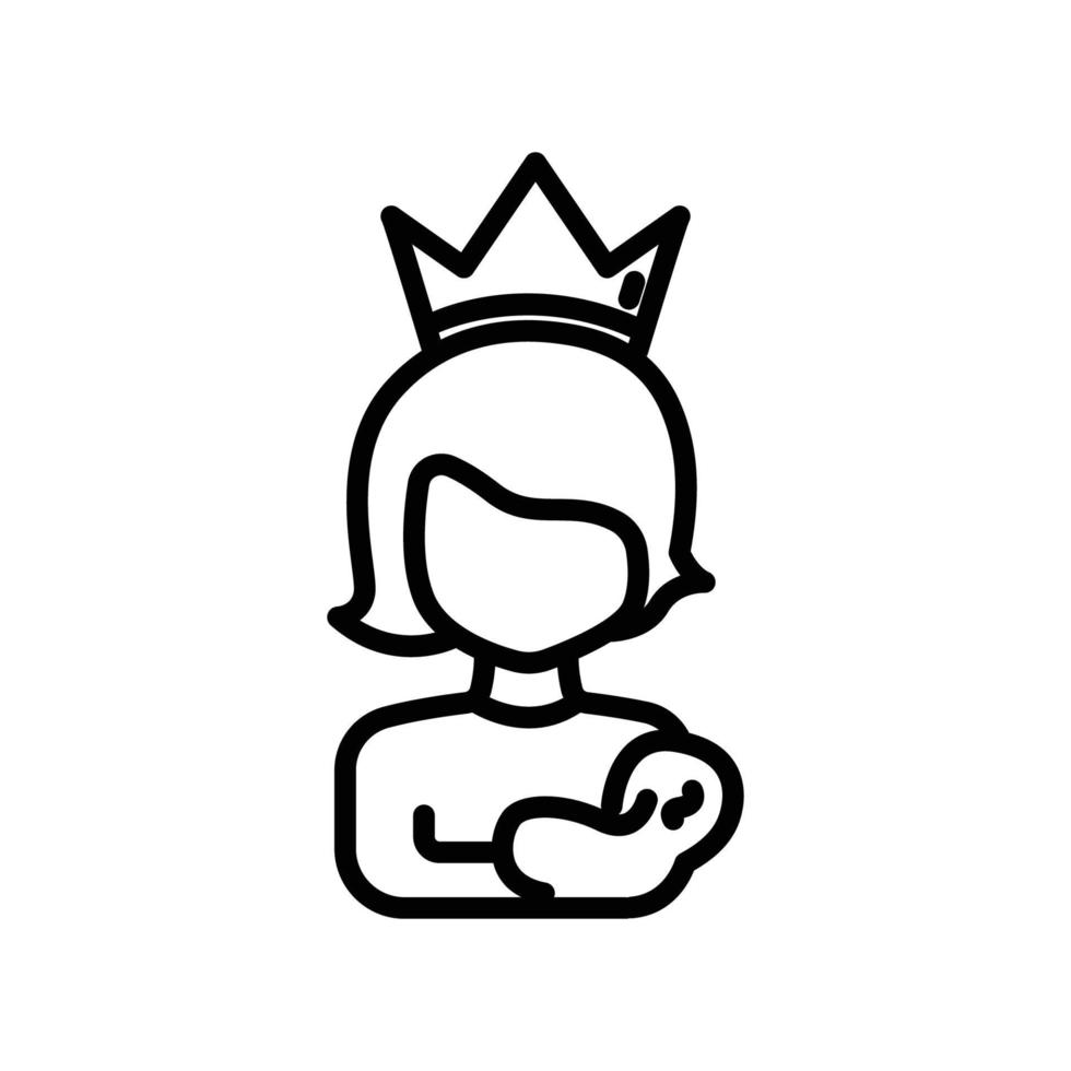 mamma ikonen håller barn med krona. lämplig för mors dag symbol. linje ikon stil. enkel design redigerbar. designmall vektor