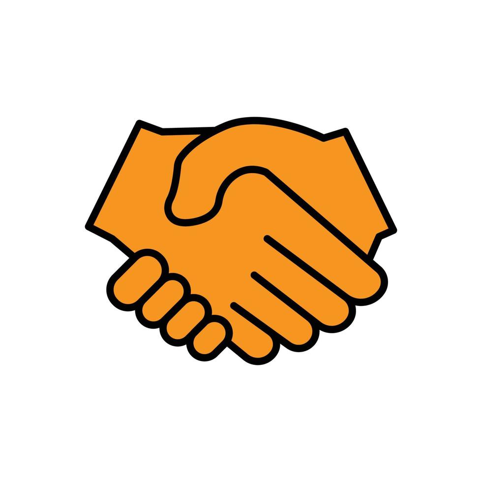 Symbol für die lineare Handshake-Farbe. Deal, Partner, Geschäftssymbol. Das Symbol kann für Anwendungssymbole, Websymbole und Infografiken verwendet werden. Design-Vorlagenvektor vektor