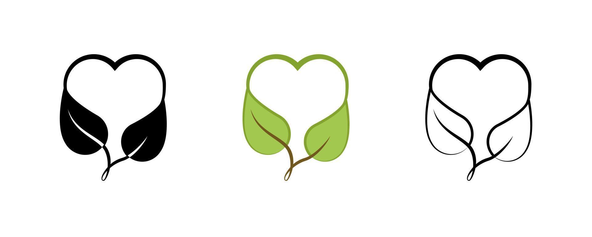 hälsosamt liv kreativa ikonuppsättning. modernt hjärta. innehåller symboler som löv, hjärta. vegan, hälsosam livsstil logotypdesign. redigerbar linje. färgad, siluett och linjär ikonuppsättning. vektor