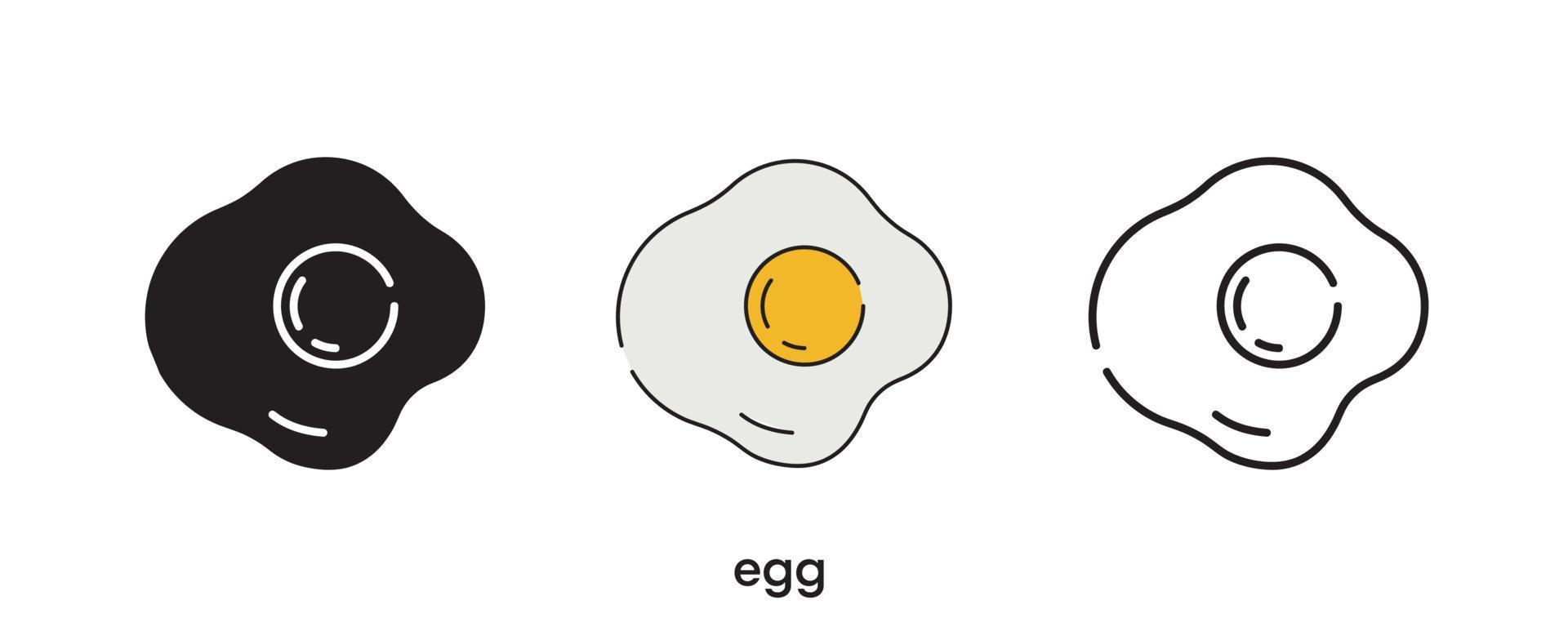 ägg ikon design. ägg ikonuppsättning i siluett, färgad och linjär. omelett ägg ikon linje vektorillustration isolerad på en ren bakgrund för din webbmobilapplikation logotyp design. modern linje. vektor