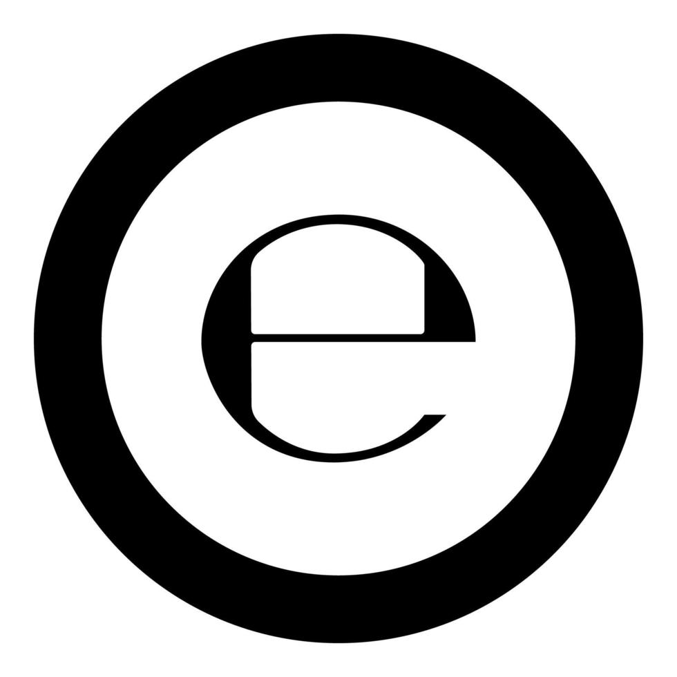uppskattat tecken e mark symbol e ikon svart färg i rund cirkel vektor