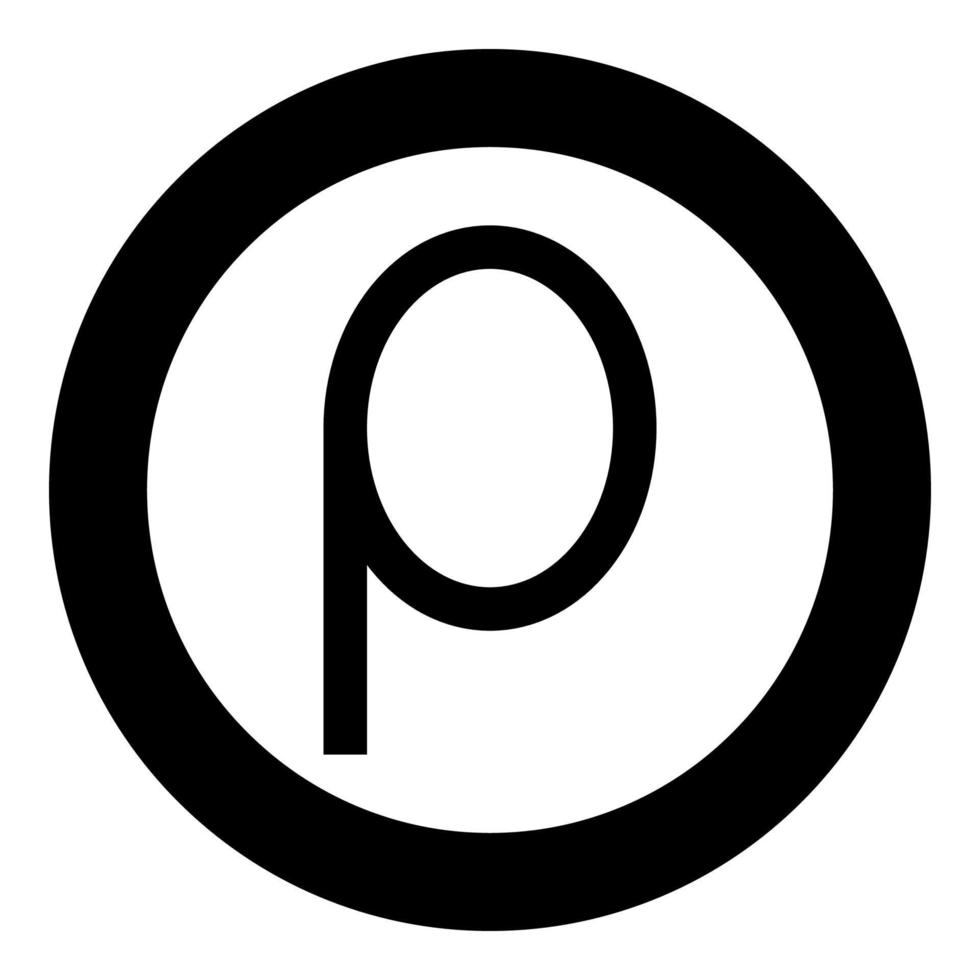rho grekisk symbol liten bokstav gemener teckensnitt ikon i cirkel rund svart färg vektor illustration platt stil bild