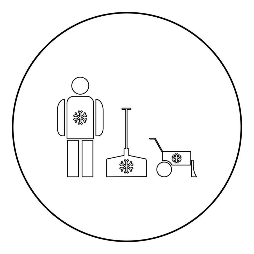 snöröjningsikonen svart färg i cirkel vektor