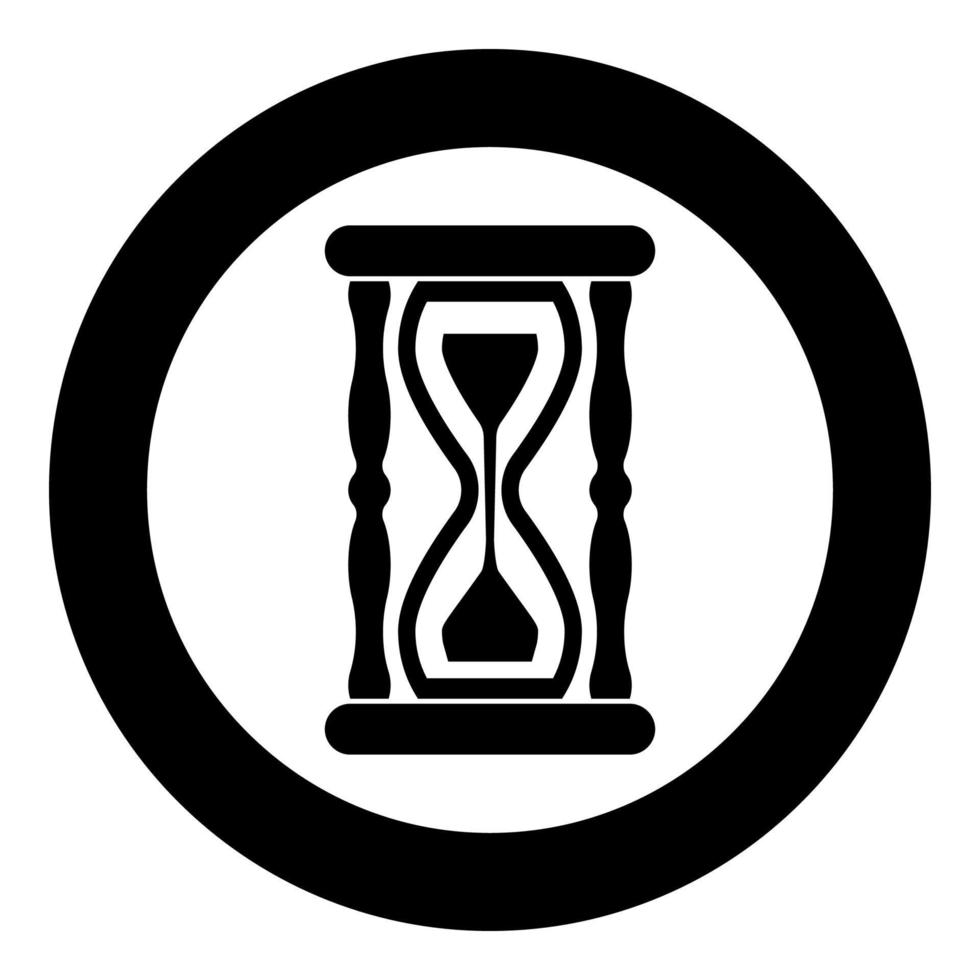 Sanduhr-Sanduhr-Symbol im Kreis rund um schwarze Farbe Vektor Illustration Flat Style Image