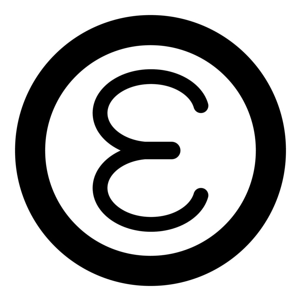 epsilon grekisk symbol liten bokstav gemen teckensnittsikon i cirkel rund svart färg vektorillustration platt stilbild vektor