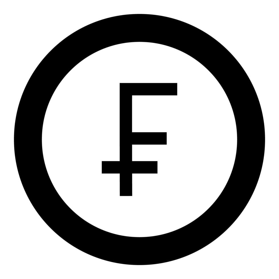 franc symbol ikon svart färg i rund cirkel vektor
