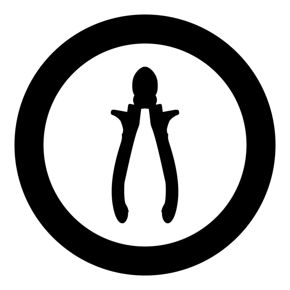 Schneidzange Seitenschneider Handwerkzeuge zum Schneiden von Drähten Symbol im Kreis rund schwarz Farbe Vektor Illustration Bild solide Umrisse Stil