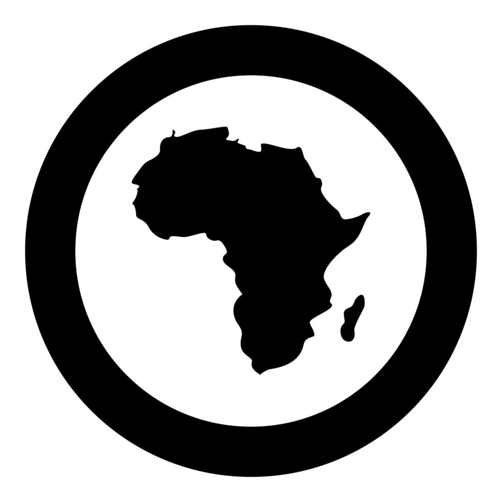 Karte von Afrika Symbol Farbe schwarz im Kreis rund vektor