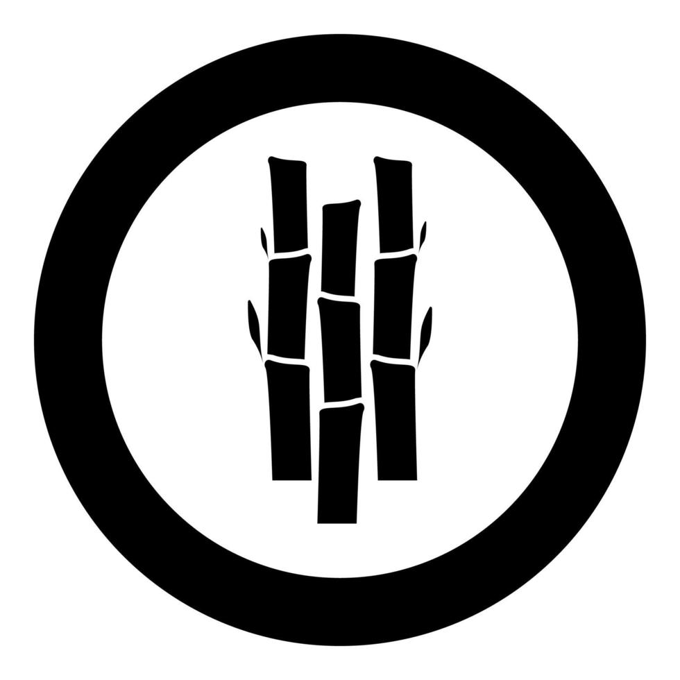 bambu med blad natur växt ikon i cirkel rund svart färg vektor illustration platt stil bild