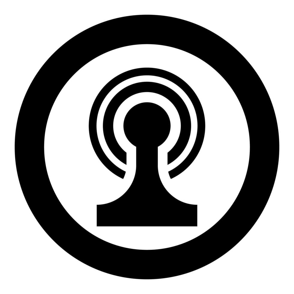 Broadcasting Wireless Device Radio Wave Icon in Circle Round Black Color Vector Illustration Flat Style Image