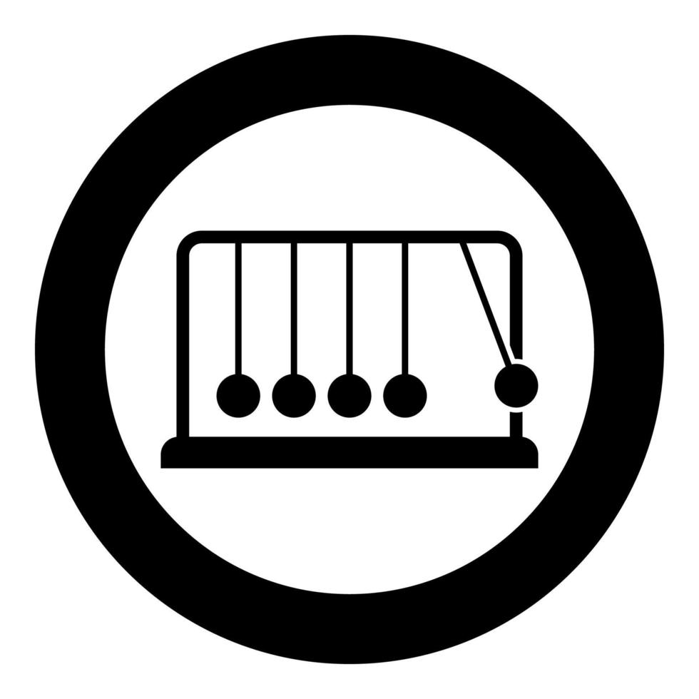 wiege newton metall metronom newtons balance ausrüstung entspannen bewegung ausgleich kugeln pendel symbol im kreis runde schwarze farbe vektor illustration fester umriss stil bild