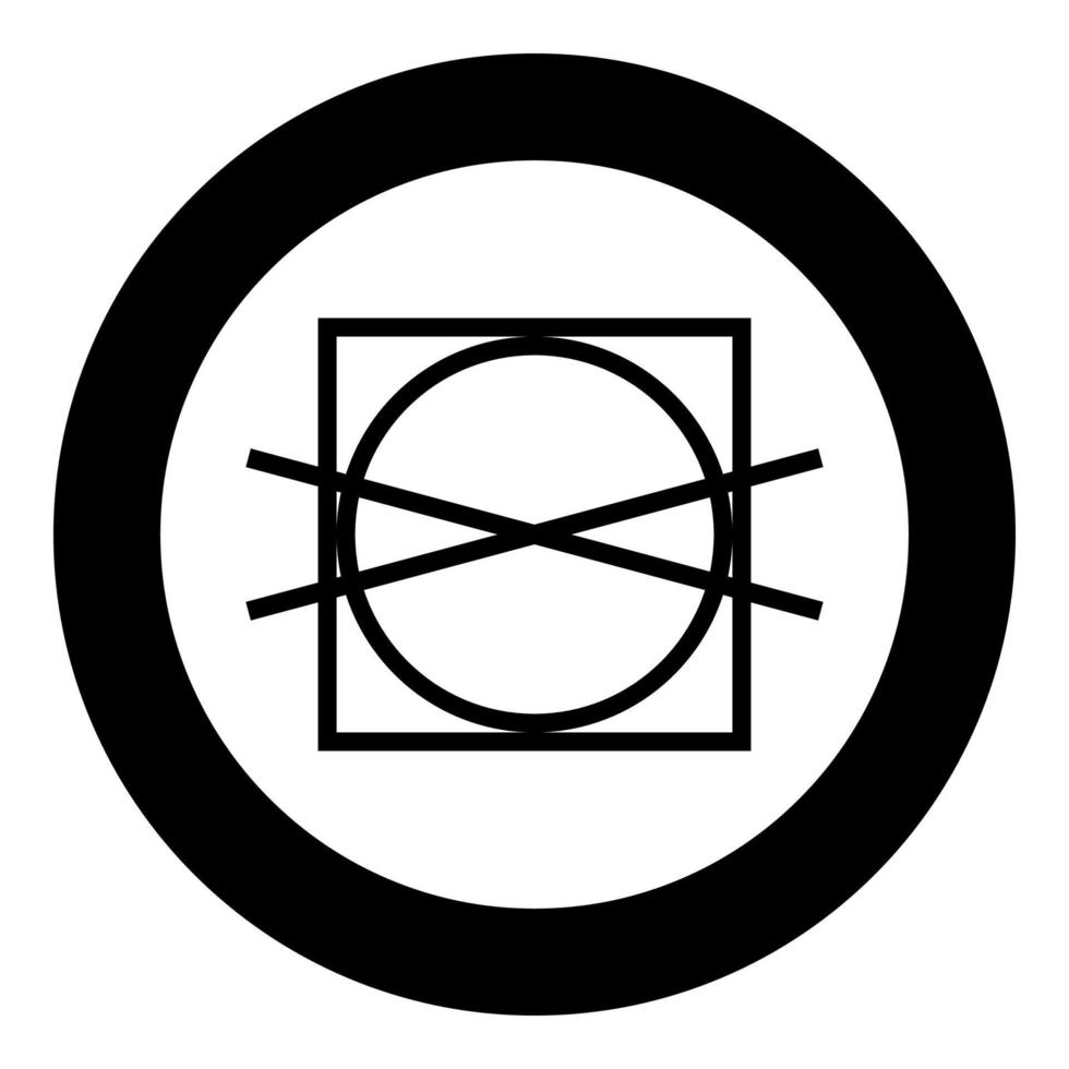 förbjuden torkning och snurra kläder vårdsymboler tvättkoncept tvätt tecken ikon i cirkel rund svart färg vektorillustration platt stil bild vektor